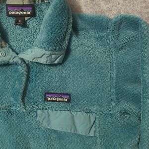 Patagonia Snap-T Pullover Women Small Teal Blue Fleece Jacket